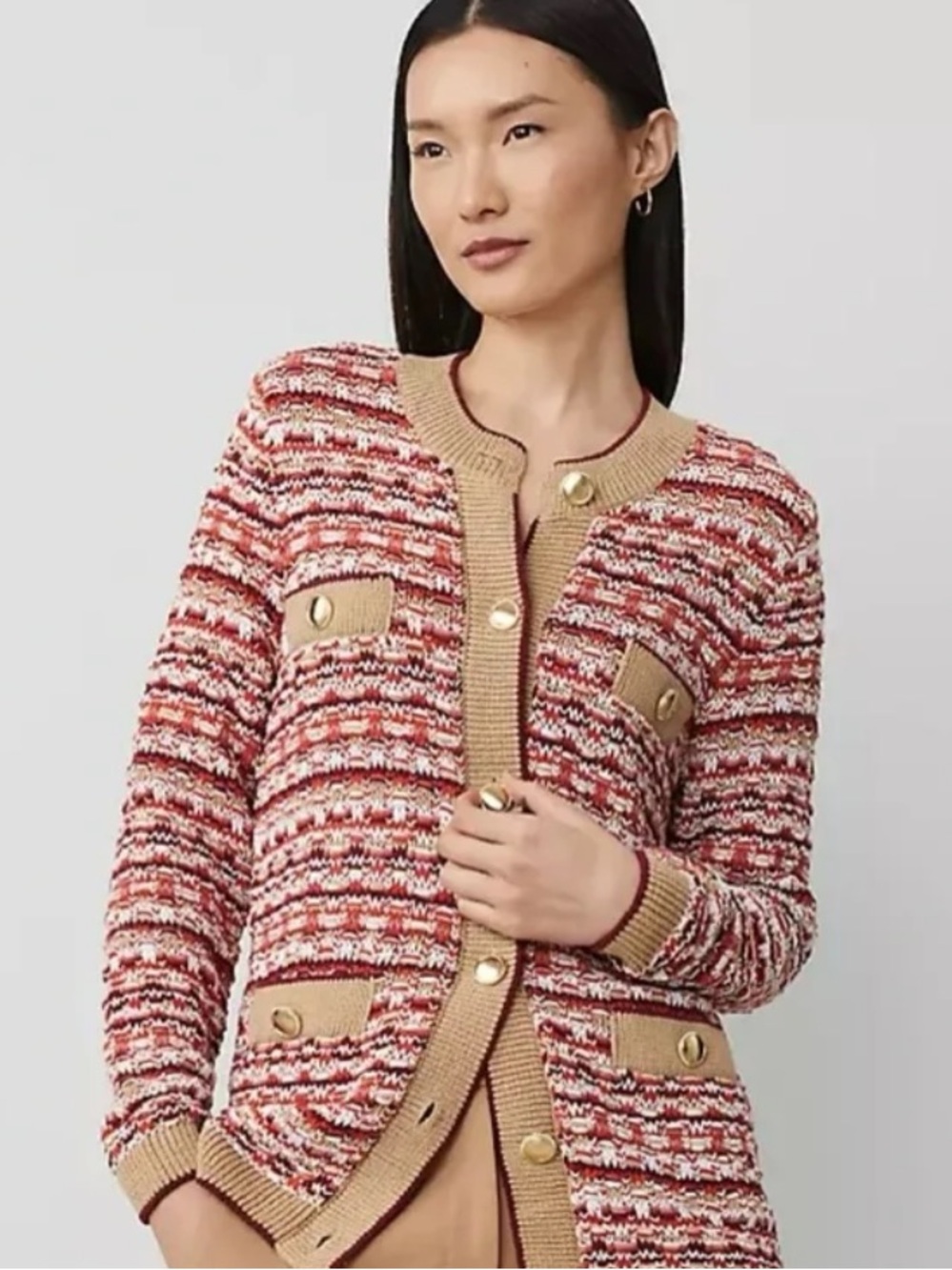 Ann Taylor Tweed Stitch Cardigan XS